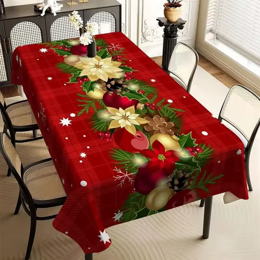 🎄 Waterproof Christmas Tablecloth  🌟 Cozy Holiday Party Table Decor