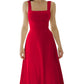 👗 Women's Sleeveless Square Neck Dress with Back Tie