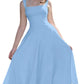 👗 Women's Sleeveless Square Neck Dress with Back Tie