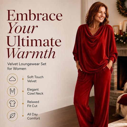 🖤Black Friday Sale:50% OFF🖤🍂 Women's Cowl Neck Top and Wide-Leg Pants Set – Effortless Elegance for Autumn