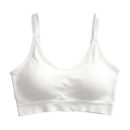 ✨ Seamless Ribbed Bralette with Adjustable Straps and Removable Cups