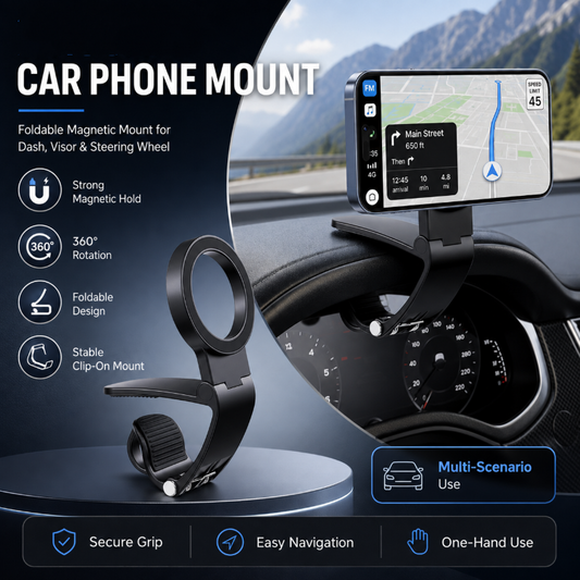 ✨ Universal Folding Magnetic Car Phone Mount