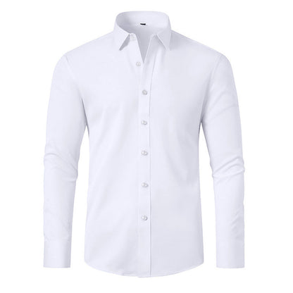 ✨ Men's Silky Wrinkle Resistant Solid Color Stretch Shirt