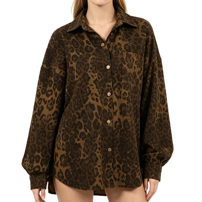 🤎 Women's Leopard Print Lapel Jacket