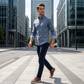 👔 Men's Modern Fit Windowpane Shirt