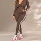💕 Sporty Everyday Comfort 🧥 Women's Striped Zip-Up Hoodie & Pants 2-Piece Set