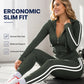 💕 Sporty Everyday Comfort 🧥 Women's Striped Zip-Up Hoodie & Pants 2-Piece Set