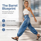 ✨ Flattering Denim Style | Women's High-Waisted Adjustable-Hem Barrel Jeans
