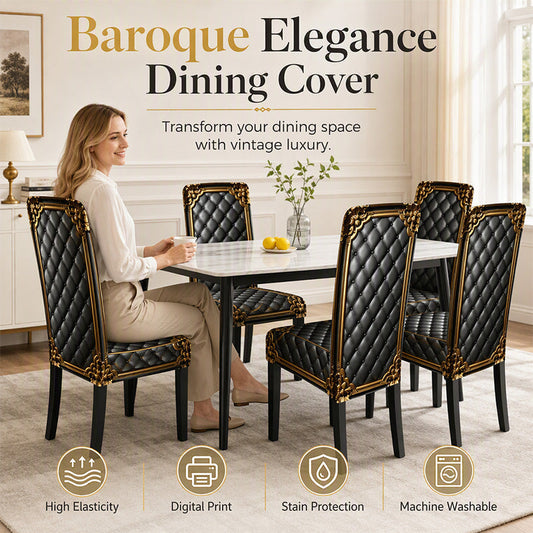 ⏳Time-Limited Special⏰Washable Stretch Chair Cover – Baroque Gilded Print, High‑Density Elastic Fabric ✨