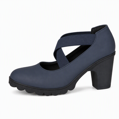 🎉✨Women's Mary Jane shoes with a round toe, crisscross straps, block heel, platform, and cutouts, high heels