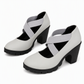 🎉✨Women's Mary Jane shoes with a round toe, crisscross straps, block heel, platform, and cutouts, high heels