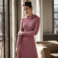 🧶 Textured Comfort 💎 Women's Ribbed-Knit Hooded Maxi Dress with Pockets