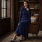 🧶 Textured Comfort 💎 Women's Ribbed-Knit Hooded Maxi Dress with Pockets