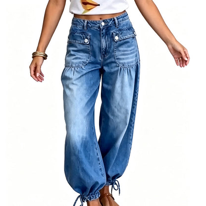 👖 Shape It Your Way | Women's Adjustable-Hem Balloon Jeans