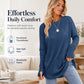 ✨ Easy Everyday Style 🍁 Women's Casual Crewneck Top with Thumbholes