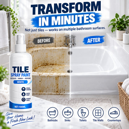 🎨 Tile Renewal Spray Paint, 100ml 3 Colors ✨ Waterproof Tile Coating Spray, Fast Drying Bathroom Kitchen Tile Recolor Paint for Tile Restoration