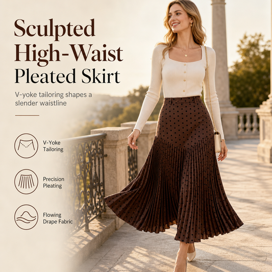 🍁 Women's High Waist Polka Dot Pleated Skirt