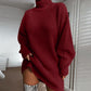 🧶 Cozy High Neck, Flattering Relaxed Drape 💗 Women's Knit Sweater Dress