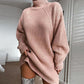🧶 Cozy High Neck, Flattering Relaxed Drape 💗 Women's Knit Sweater Dress