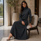 💞 Two Pieces, Effortlessly Elegant ❄️ Women's Turtleneck Top & Maxi Skirt Set