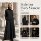 💞 Two Pieces, Effortlessly Elegant ❄️ Women's Turtleneck Top & Maxi Skirt Set