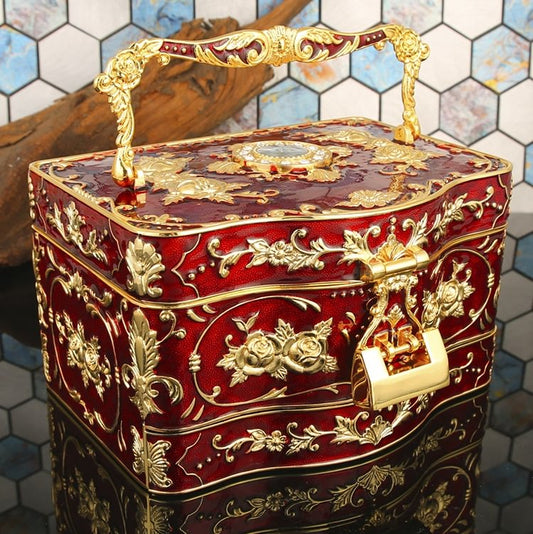 Handmade Vintage Exquisite High-end Three-layer Jewelry Storage Box