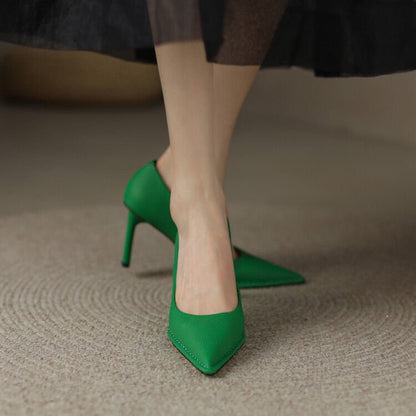 [Nice gift] French-style pointed-toe temperament shallow mouth high-heeled shoes