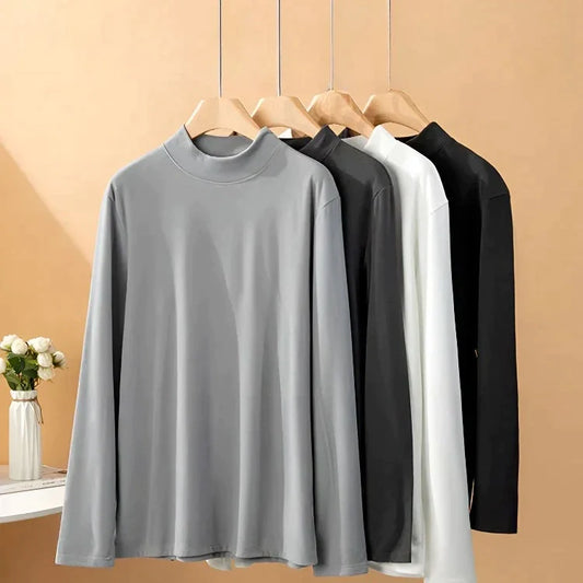 [Best Gift For Him] Men's Double-Sided Faux Velvet Half Turtleneck Bottoming Shirt