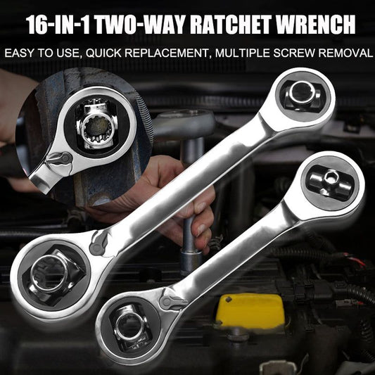 Multifunctional Double-headed Two-way Metric And Inch Socket Ratchet Wrench Quick Dual-use 16-in-1