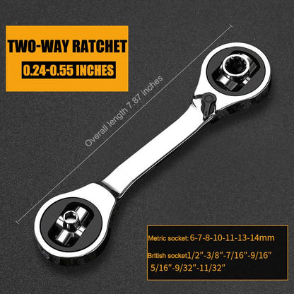 Multifunctional Double-headed Two-way Metric And Inch Socket Ratchet Wrench Quick Dual-use 16-in-1