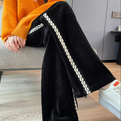 Women’s Chenille Fabric Wide-Legged Pants