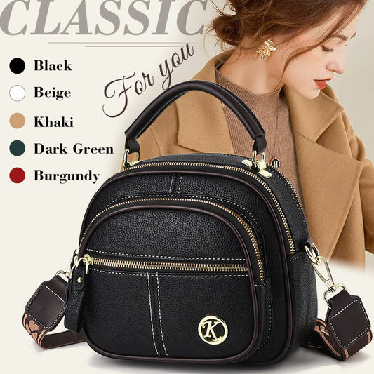 👜Classic Multifunctional Compartments Adjustable Wide Shoulder Strap PU Leather Crossbody Bag